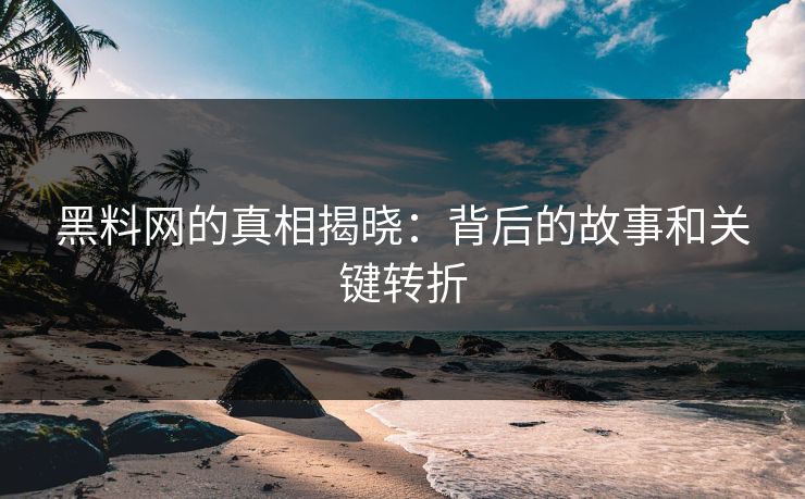 黑料网的真相揭晓：背后的故事和关键转折