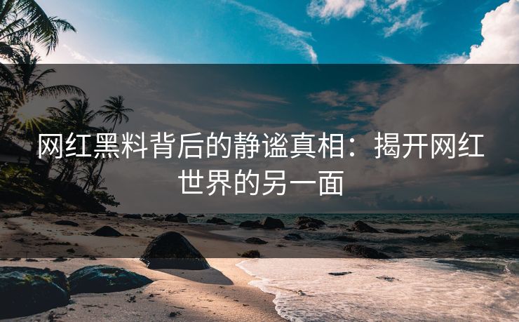 网红黑料背后的静谧真相：揭开网红世界的另一面