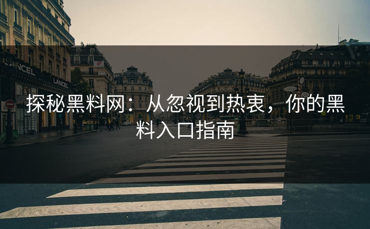 探秘黑料网：从忽视到热衷，你的黑料入口指南