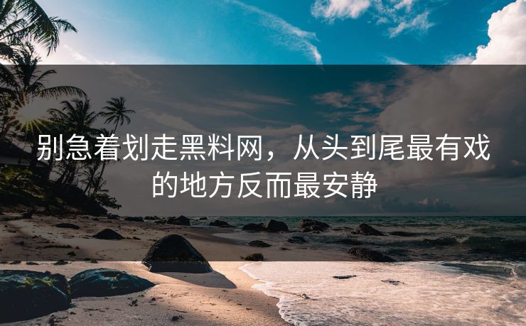 别急着划走黑料网，从头到尾最有戏的地方反而最安静