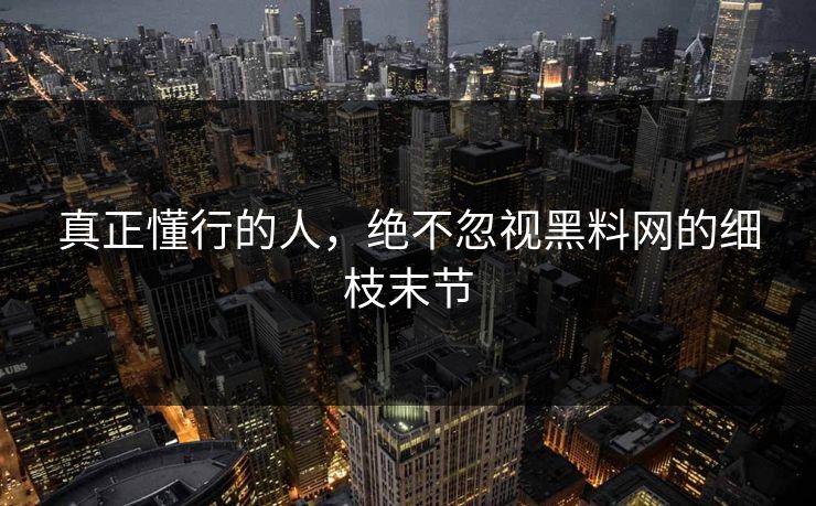 真正懂行的人，绝不忽视黑料网的细枝末节