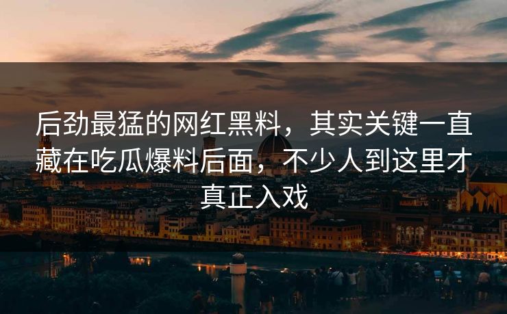 后劲最猛的网红黑料，其实关键一直藏在吃瓜爆料后面，不少人到这里才真正入戏