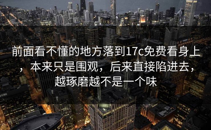 前面看不懂的地方落到<strong>17C</strong>免费看身上，本来只是围观，后来直接陷进去，越琢磨越不是一个味
