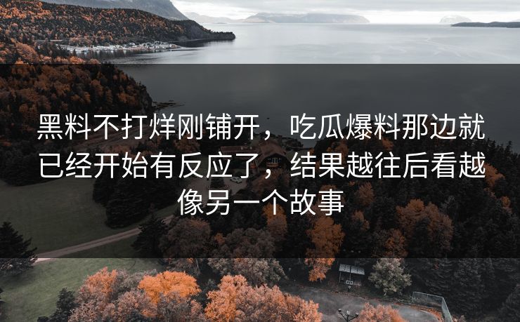 黑料不打烊刚铺开，吃瓜爆料那边就已经开始有反应了，结果越往后看越像另一个故事